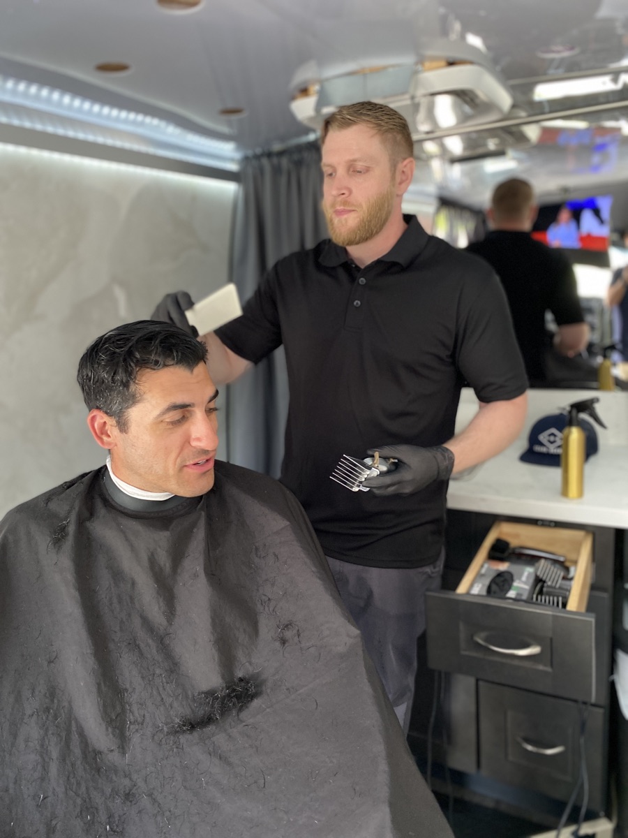 Rory working with professional barber tools